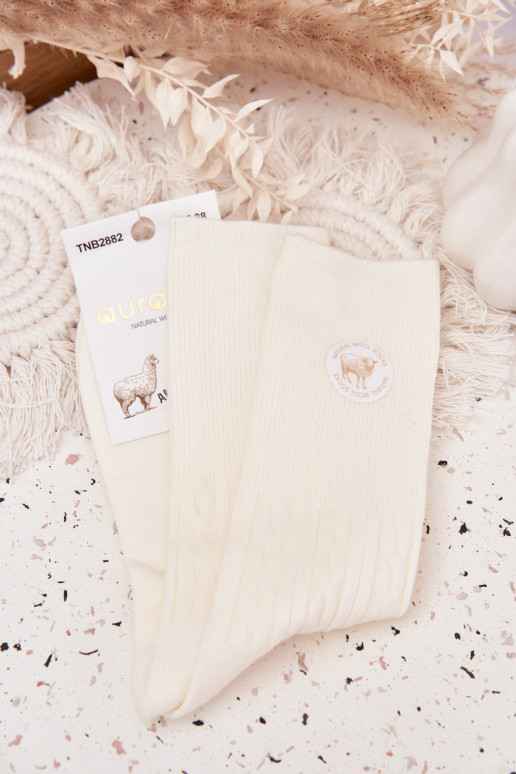 Długie DANSełniane Chaussettes Féminin couleur ivoire