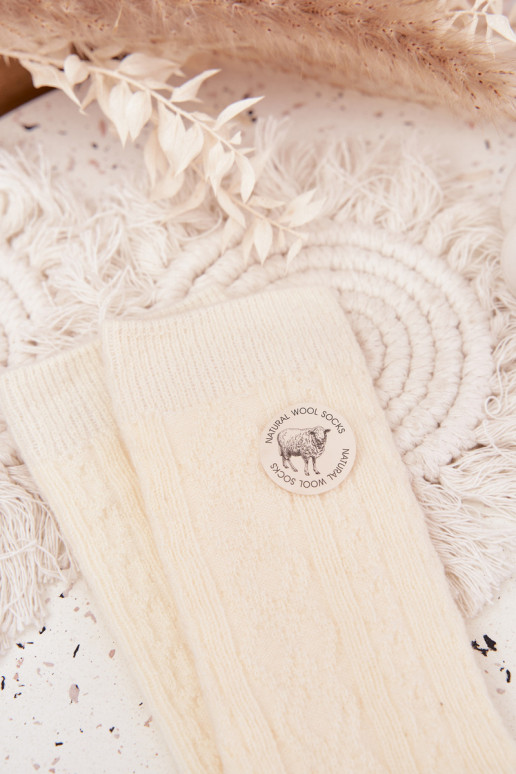 Chaussettes Féminin DANSełniane couleur ivoire