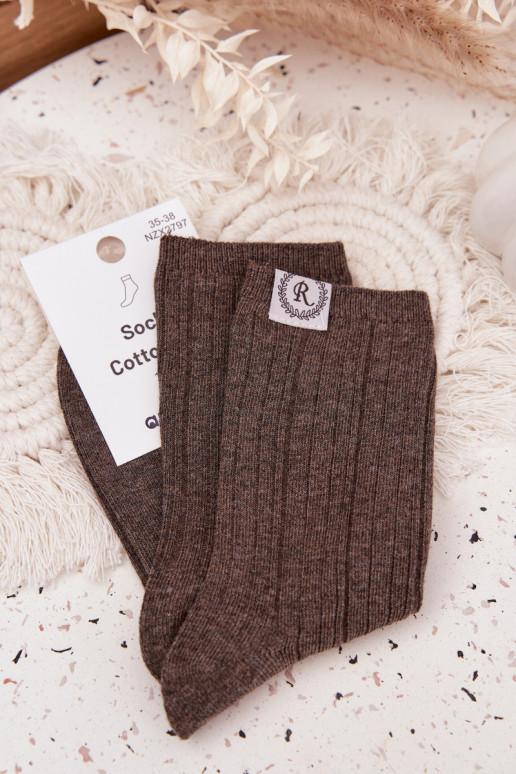 Chaussettes en coton avec des bandes Féminin couleur grise