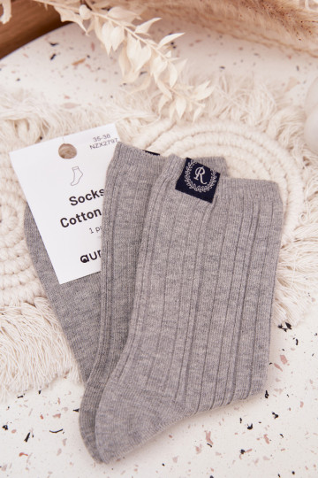 Chaussettes en coton à rayures pour femmes couleur grise 2