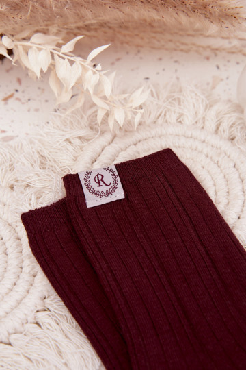 Chaussettes en coton avec des bandes Féminin Bourgogne