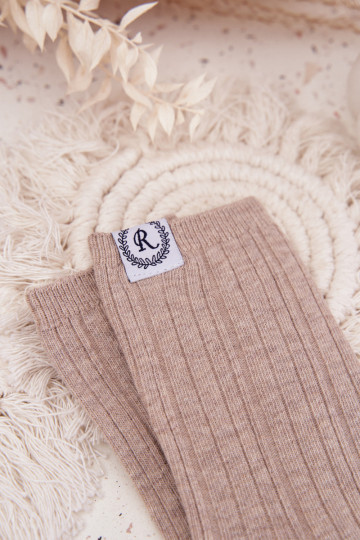 Chaussettes en coton avec des bandes Féminin beige