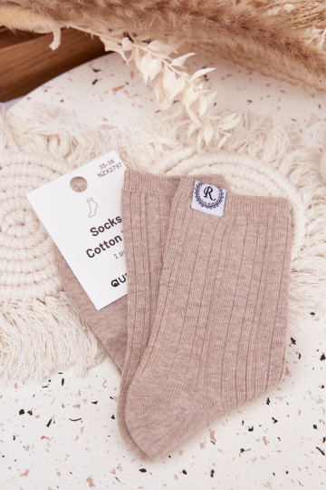 Chaussettes en coton avec des bandes Féminin beige 2