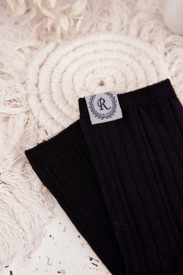 Chaussettes en coton avec des bandes Féminin couleur noire