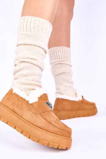 Mocassins bruns sur plateforme avec fourrure Kirby 2
