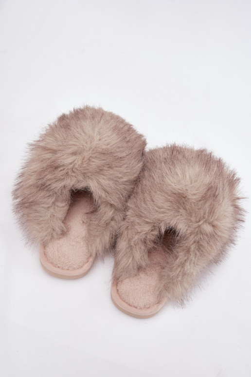 avec un manteau de fourrure Chaussons Féminin beige Iseline