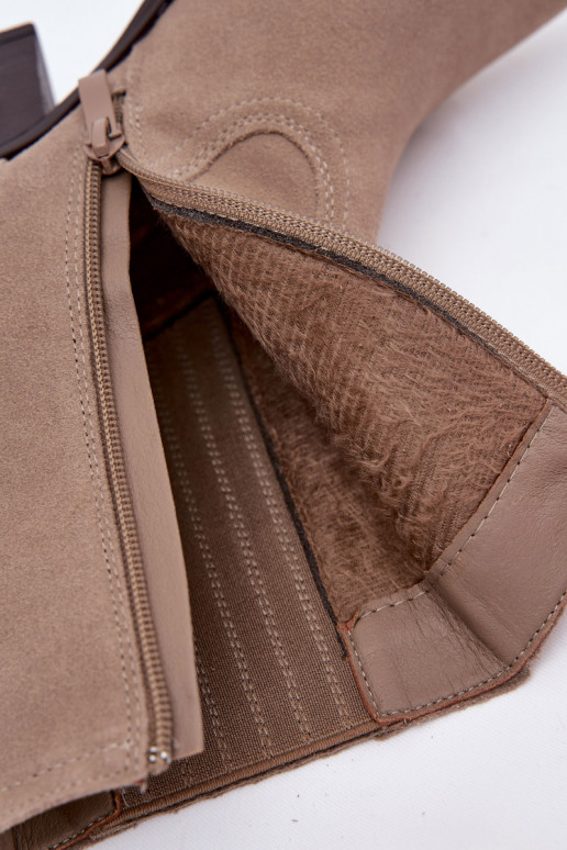 Chaussures en daim style coÀ-boy Féminin avec des talons réchauffer beige Dylira