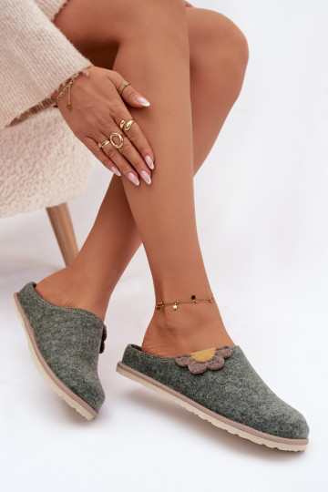 Chaussons Féminin Avec une fleur Inblu CS000043 couleur verte