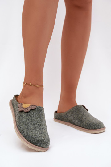 Chaussons Féminin Avec une fleur Inblu CS000043 couleur verte 2