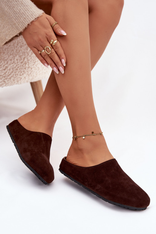 Chaussons Fémininen daim écologiqueu CzekoladoÀe Kalvess