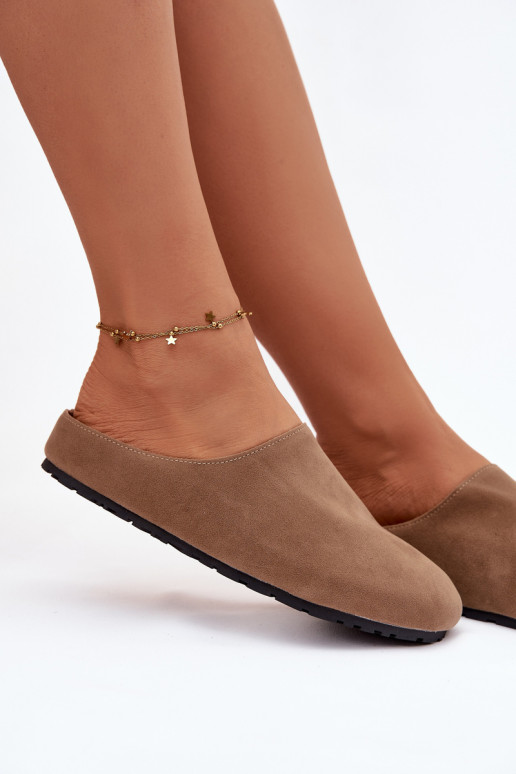 Chaussons Fémininen daim écologiqueu couleur kaki Kalvess