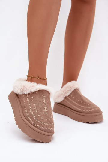 Bottes de neige couleur sable pour femmes avec plateforme, fourrure et surpiqûres Arelina 2