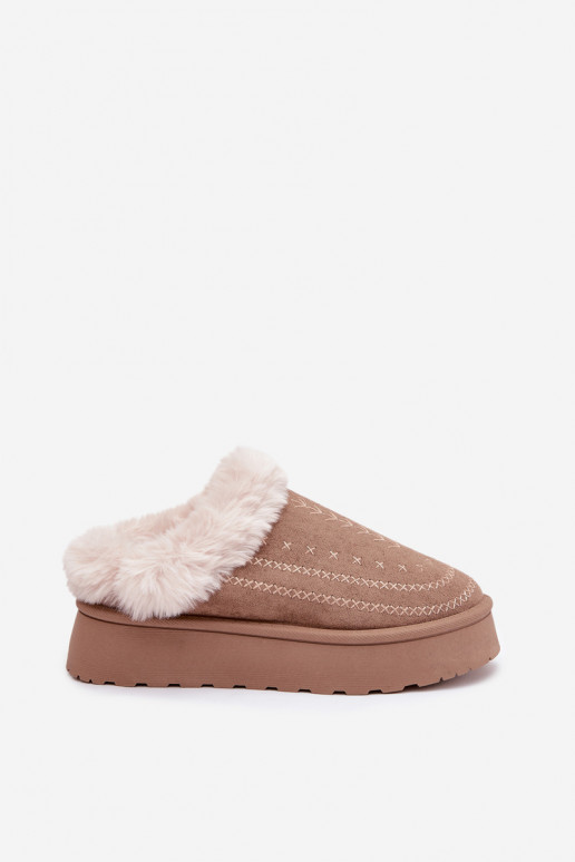 Bottes de neige Féminin avec une plateforme avec un manteau de fourrure I Przeszyciami beige Arelina