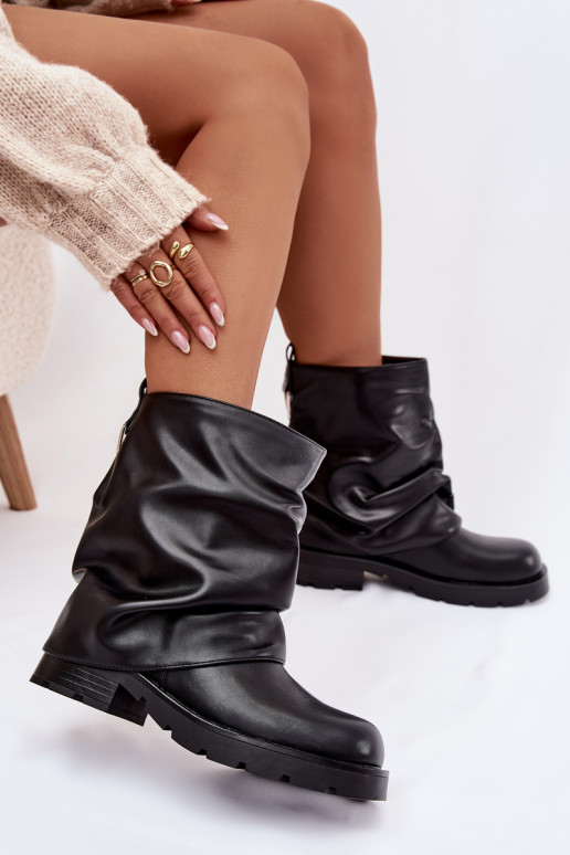 réchauffer Bottes pour femmes Avec un haut frisé couleur noire Gracine