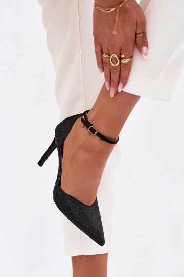 Chaussures brillantes à talons hauts avec des sangles couleur noire Joranne 2