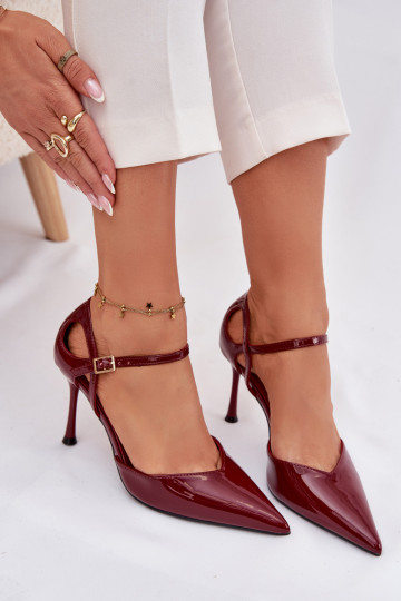avec effet vernis chaussures à talons hauts avec des sangles Bourgogne Tarilin