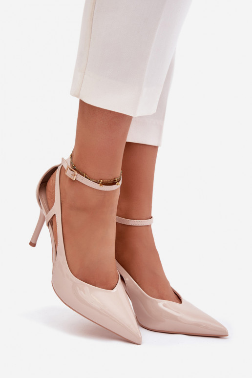 avec effet vernis chaussures à talons hauts en cuir écologique beige Fionnel