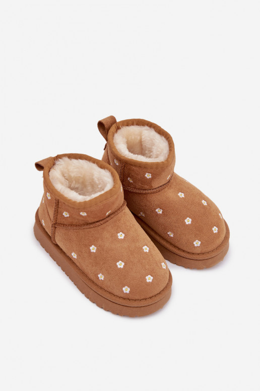 Bottes de neige Puéril Ozdobione avec des motifs florauxuszkami marron Gracina