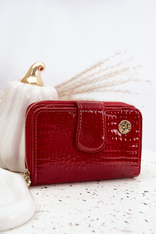 laqué Portefeuille femme avec une empreinte couleur rouge Rivonna