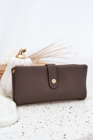 Portefeuille femme en cuir écologique grand couleur grise Gilessa