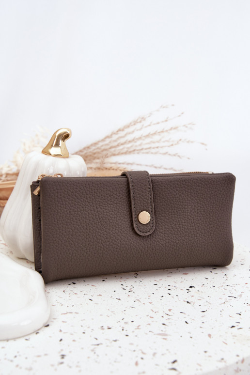 Portefeuille femme en cuir écologique grand couleur grise Gilessa