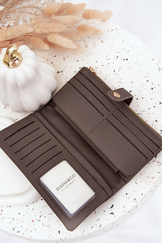 Portefeuille femme en cuir écologique grand couleur grise Gilessa