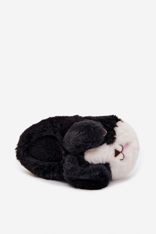 Puéril avec un manteau de fourrure Chaussons Chiots couleur noire Farnise