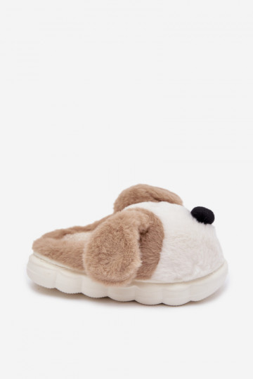 Puéril avec un manteau de fourrure Chaussons Chiots beige Farnise 2