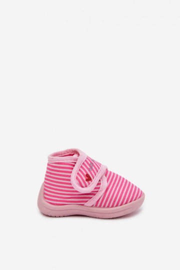 Chaussons Puéril avec attaches adhésives avec des bandes couleur rose Lavelle 2