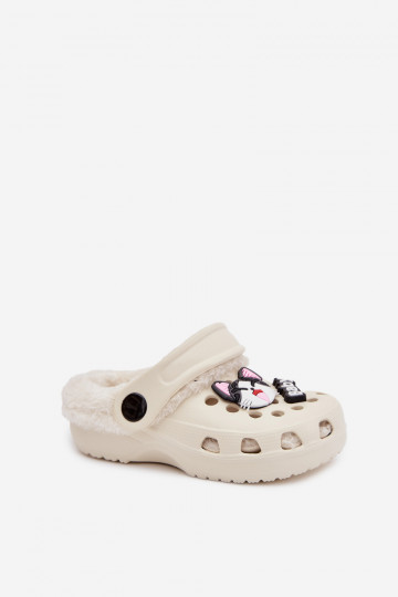 Pantoufles légères Chaussons Puéril réchauffer avec de la fourrure à l intérieurPrzypinkami couleur crème Cerelle