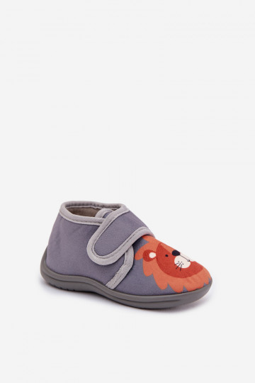 Pantoufles grises pour enfants avec velcro « Katline »