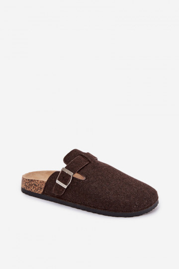 Pantoufles brunes pour hommes avec boucles « Luvan »