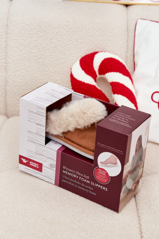 Chaussons pour femmes en fausse fourrure, marron „Delissa"