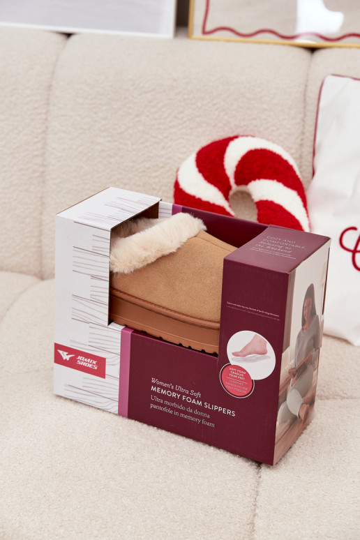 Chaussons pour femmes en fausse fourrure, marron „Eveline"