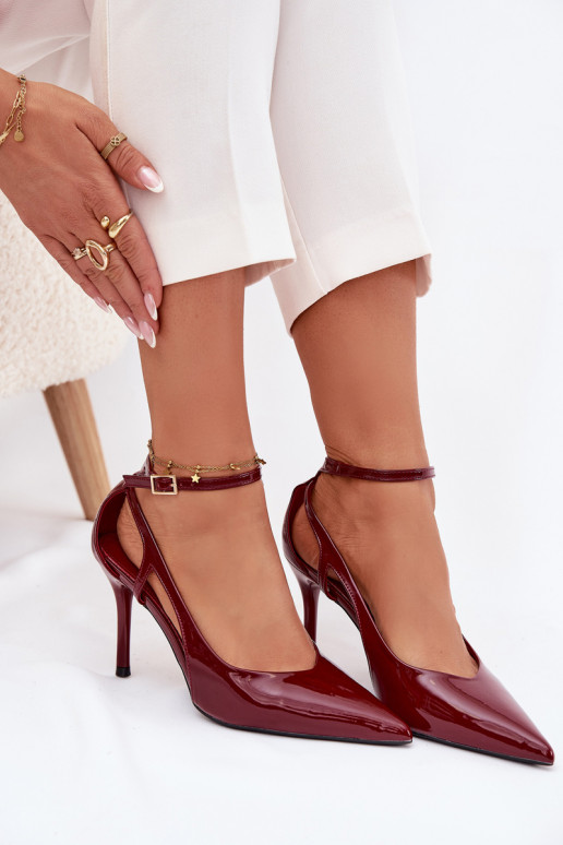 Escarpins vernies en simili cuir, couleur bordeaux Fionnel