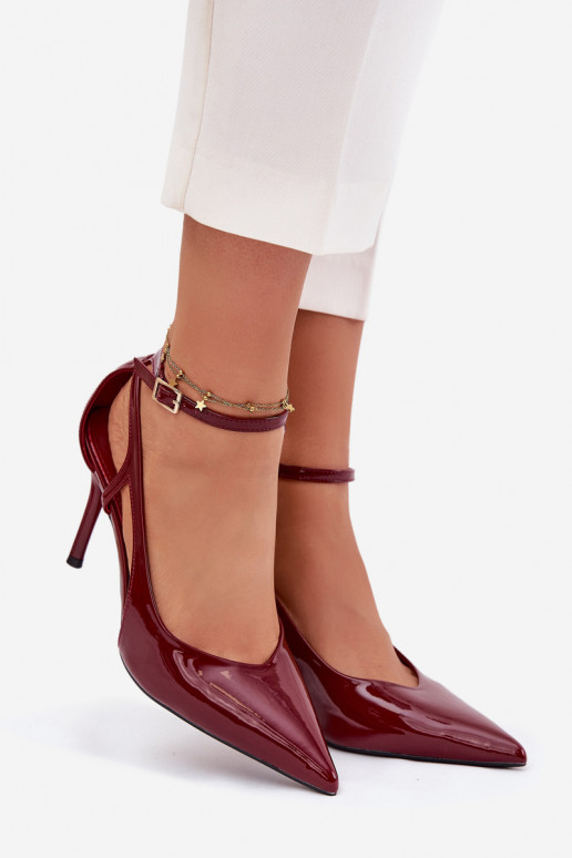 Escarpins vernies en simili cuir, couleur bordeaux Fionnel
