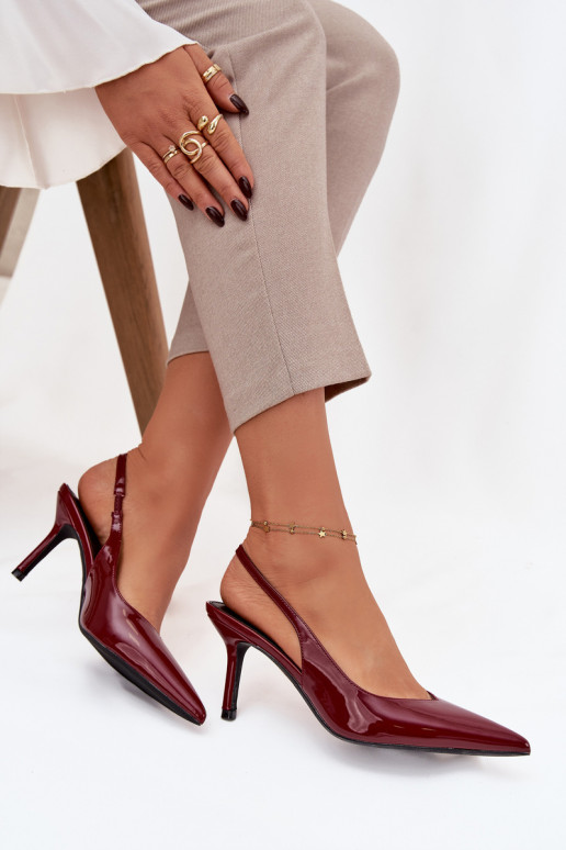 Chaussures Phelia couleur bordeaux avec talons fins et effet laqué