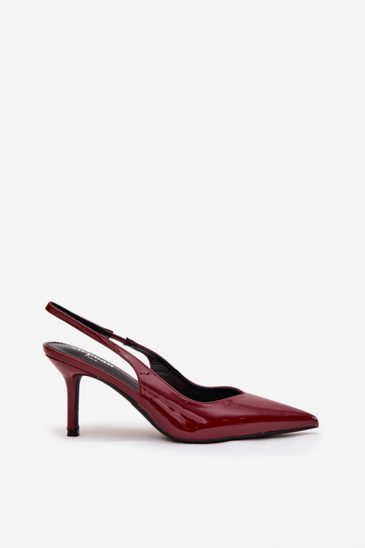 Chaussures Phelia couleur bordeaux avec talons fins et effet laqué