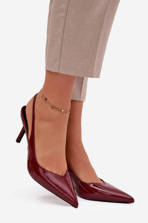Chaussures Phelia couleur bordeaux avec talons fins et effet laqué