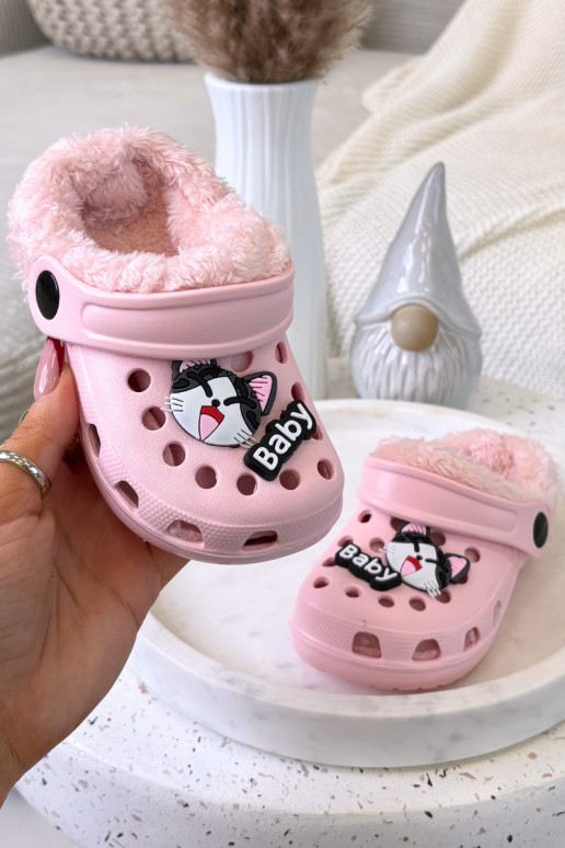 Pantoufles chaudes pour enfants avec fourrure à l'intérieur, couleur rose « Cerelle »