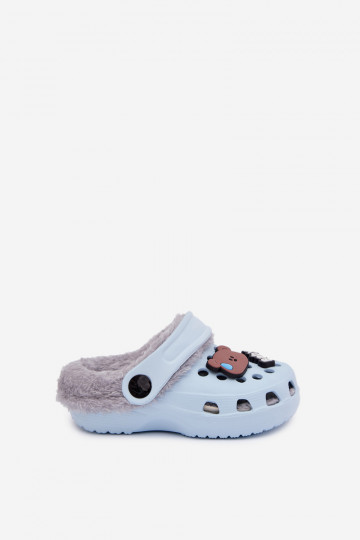 Pantoufles chaudes pour enfants avec fourrure à l'intérieur, couleur bleu clair « Cerelle » 2