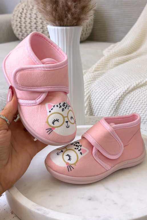 Pantoufles roses pour enfants avec velcro « Katline »