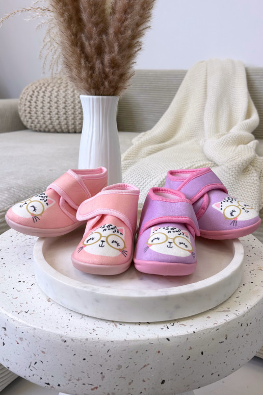 Pantoufles roses pour enfants avec velcro « Katline »
