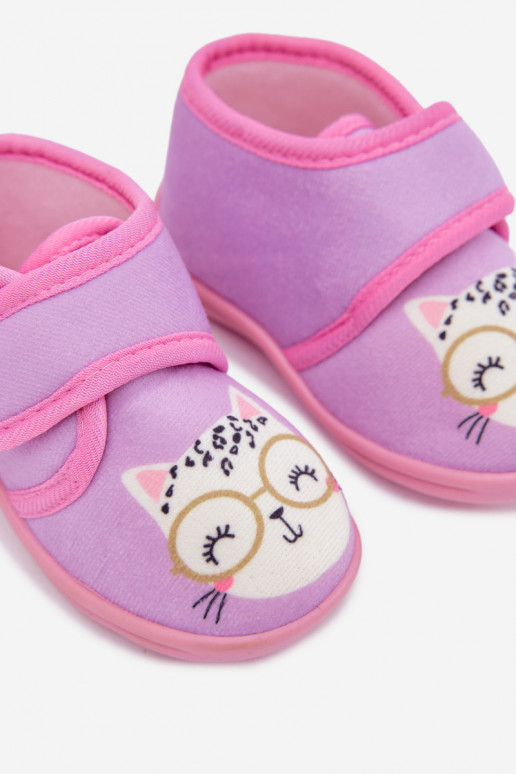 Pantoufles violettes pour enfants avec velcro « Katline »