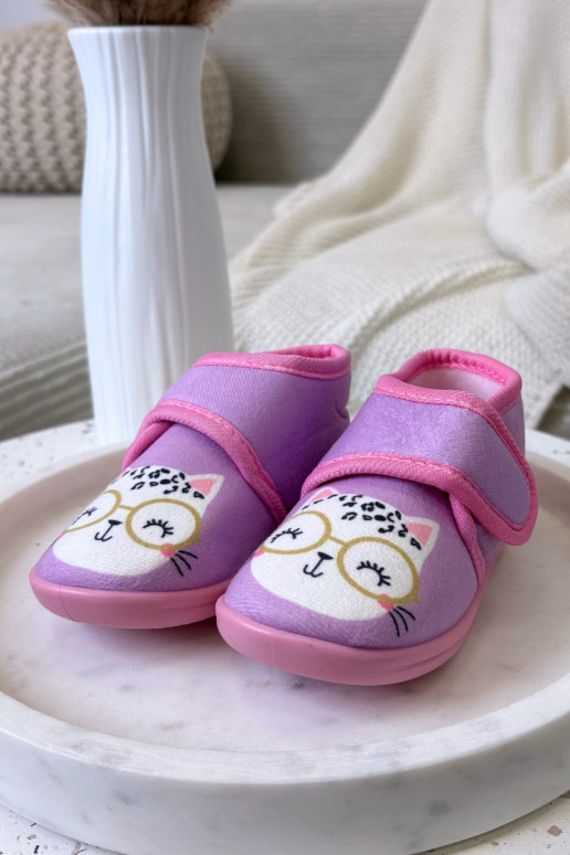 Pantoufles violettes pour enfants avec velcro « Katline »