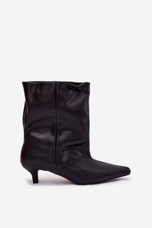 Bottines à enfiler noires pour femmes à talon bas avec tige ample Jessalia