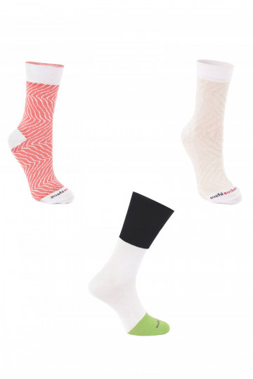 Chaussettes arc-en-ciel Sushi 3 paires Butterfish Tai turiki Agurkinė lašiša 2