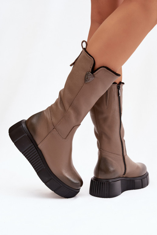 Zazoo 70121 Peau Féminin bottes Avec Vilna beige