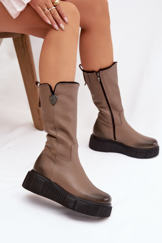 Zazoo 70121 Peau Féminin bottes Avec Vilna beige