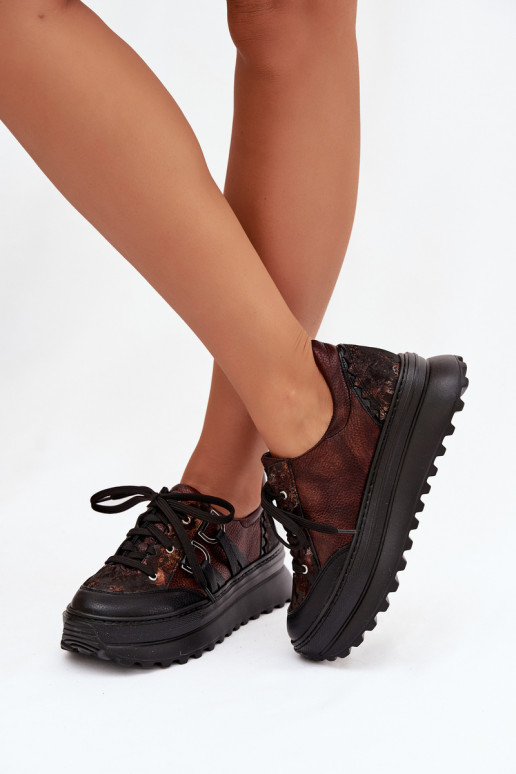 Peau Chaussures modèle baskets Féminin avec une plateforme Il fautciejka 06562-25 CzekoladoÀe